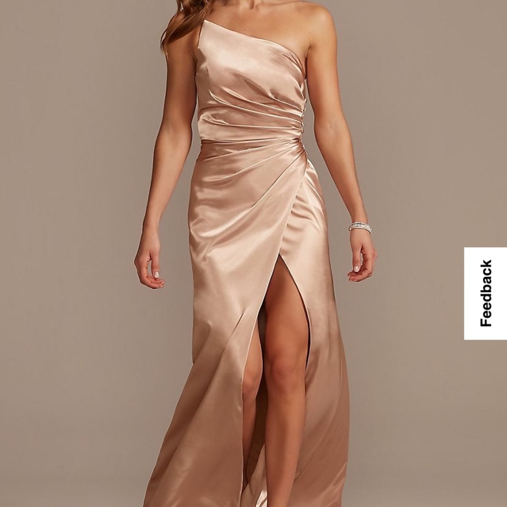 One shoulder bridesmaid dress .